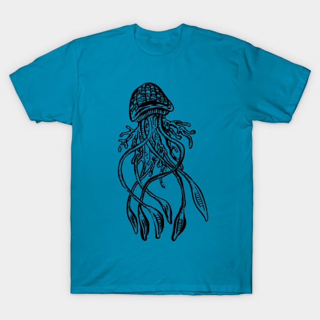 Jellyfish Illustration, Floating in the Sea T-Shirt by Squeeb Creative